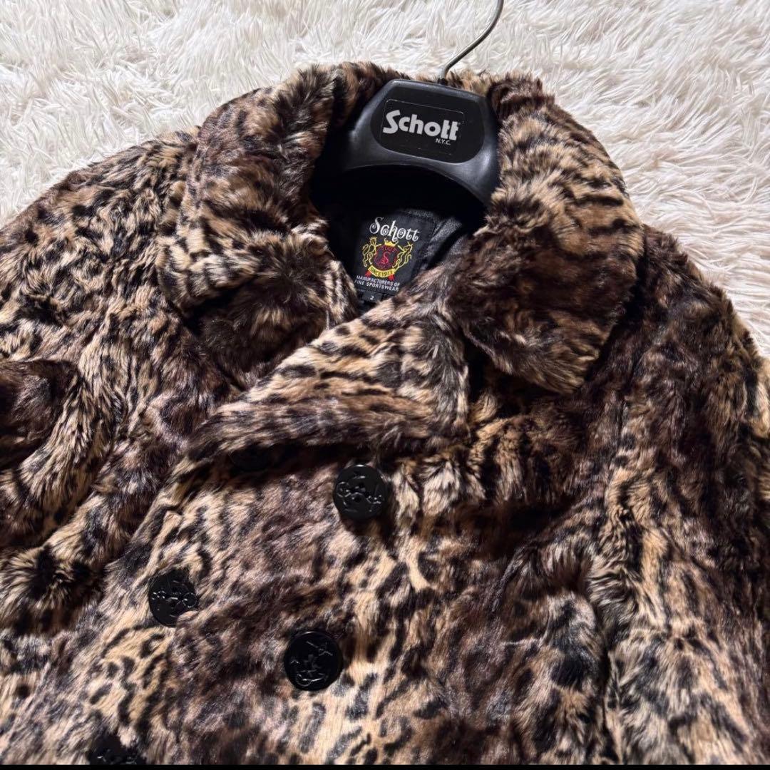 【入手困難レア】schott × MOUSSY レオパードPコート　ピーコート