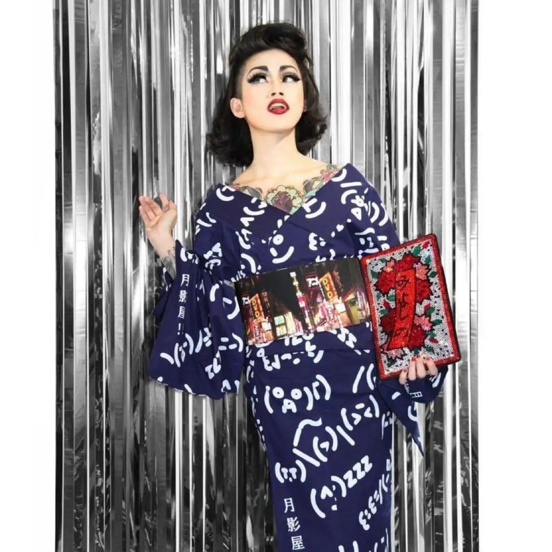 n*n様 【レア早い者勝ち！】月影屋 浴衣 レディースM ぶちゅ〜の浴衣 紺色