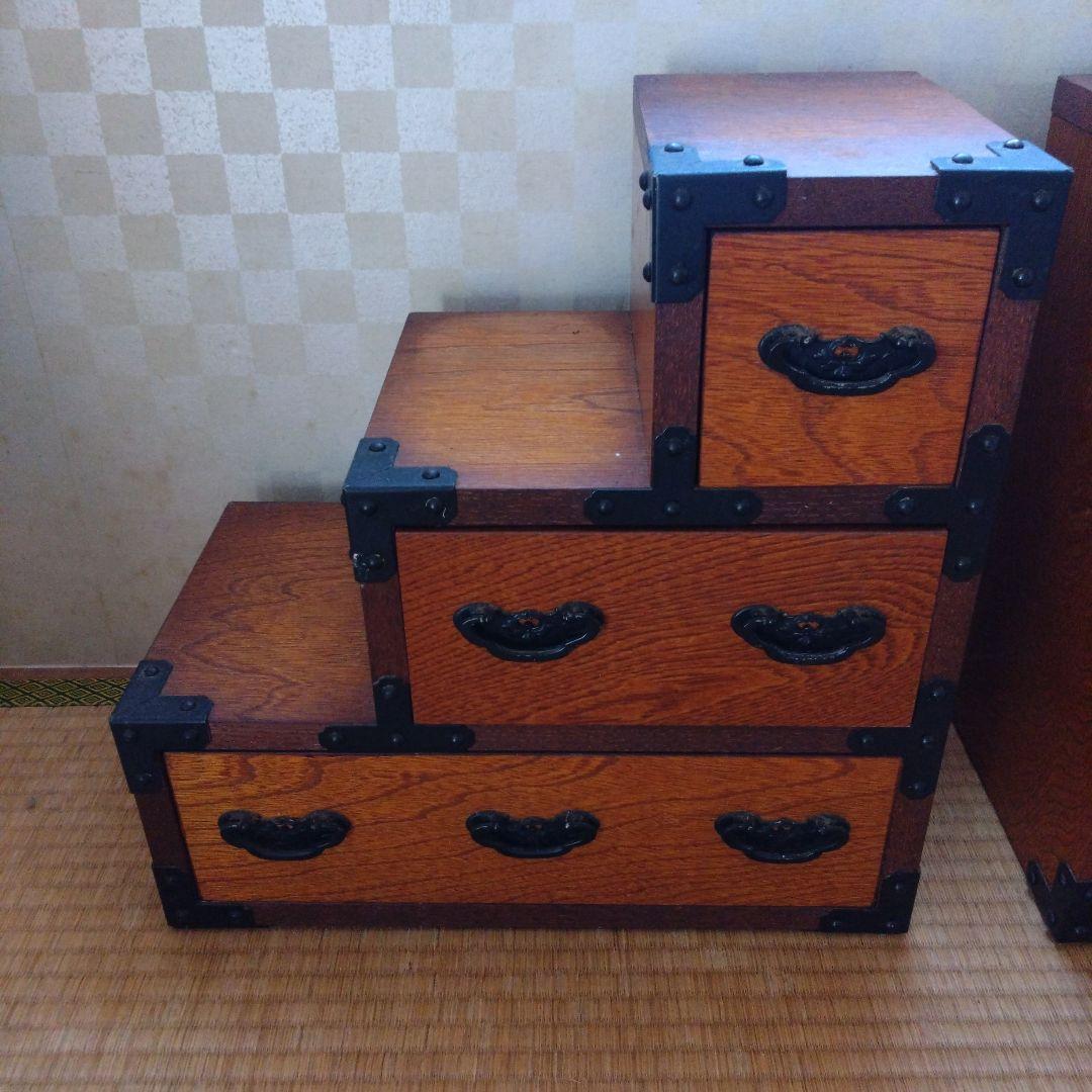 レトロ家具　階段小物入れ右左セット。　盛岡N型