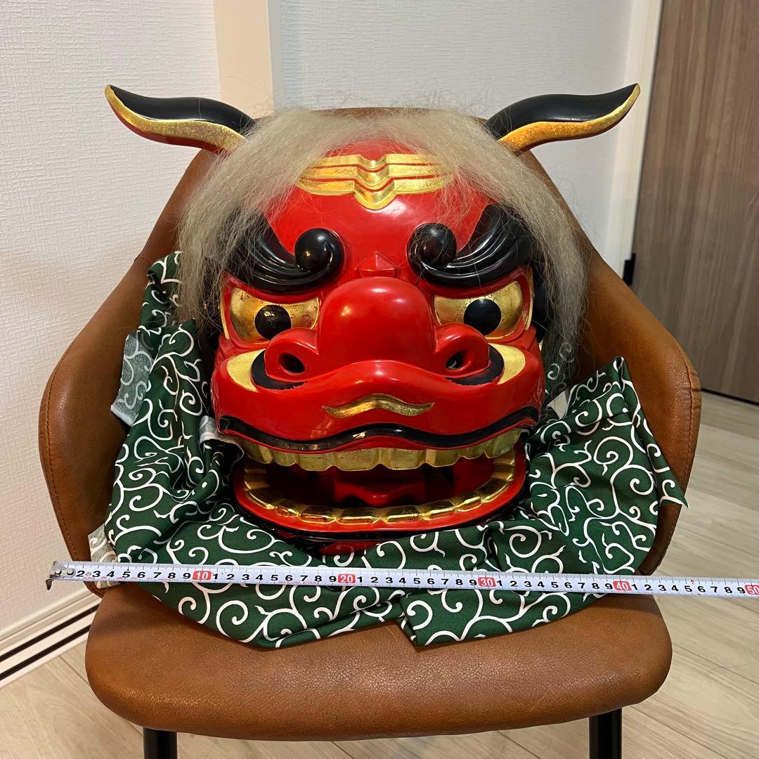 【お正月前SALE】獅子舞　獅子頭　石岡　木彫　置物　古美術　神楽 木製 木彫