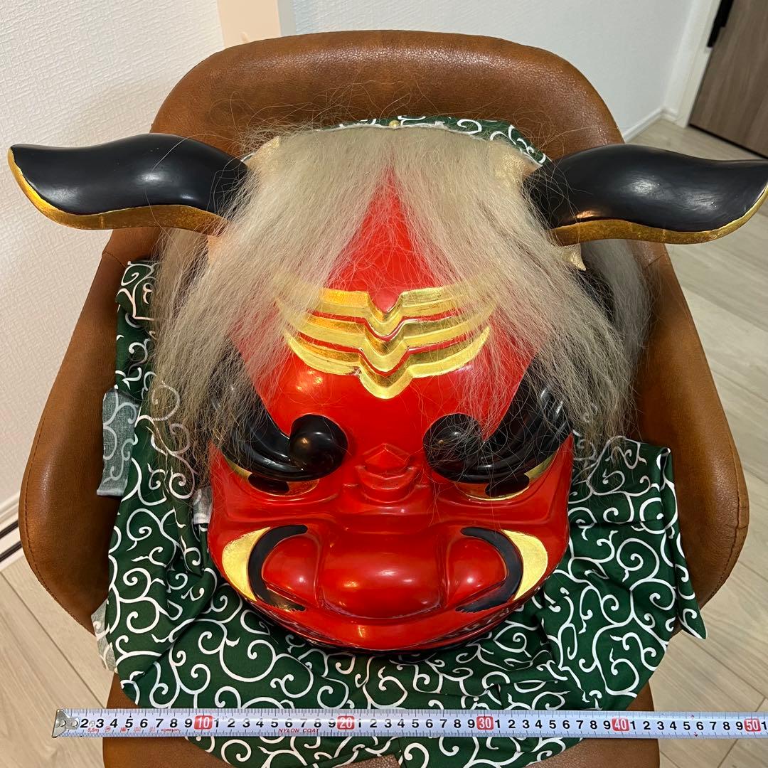 【お正月前SALE】獅子舞　獅子頭　石岡　木彫　置物　古美術　神楽 木製 木彫