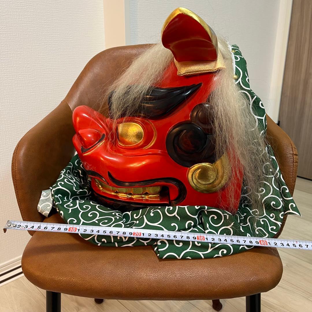【お正月前SALE】獅子舞　獅子頭　石岡　木彫　置物　古美術　神楽 木製 木彫
