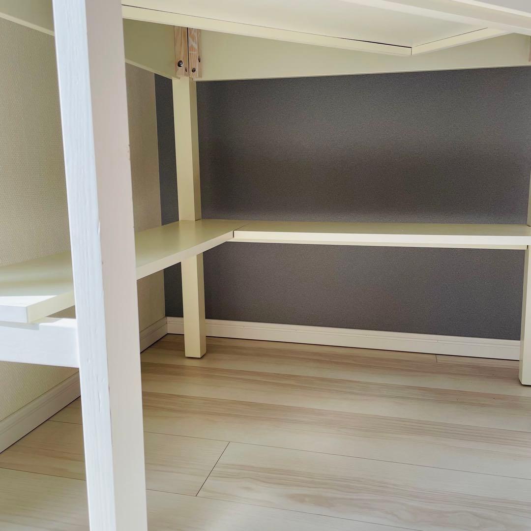 ホワイト コーナーデスク 引き出し付き　飾り台　北欧スタイル