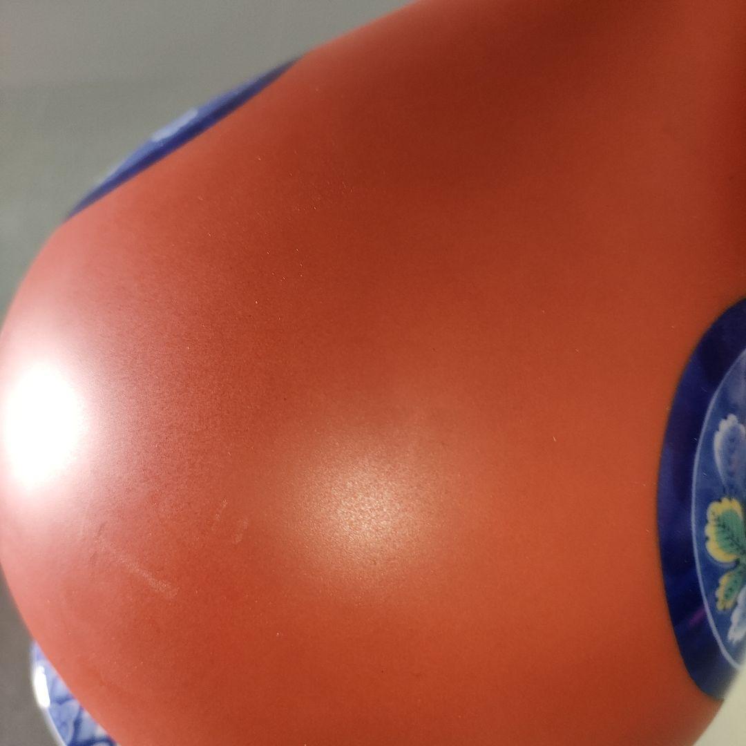 A1242-1/有田焼/香蘭社/朱色菊紋花瓶/花器/花入/花生/華道具/