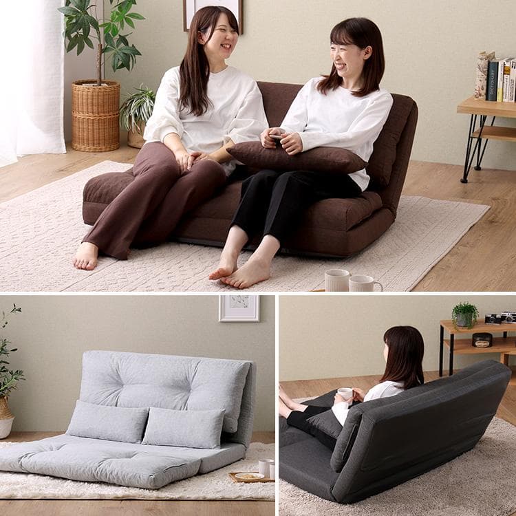 2人掛け 3wayソファ ライトグレー [7183]