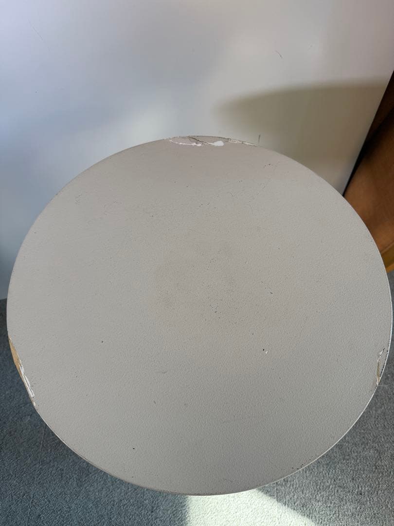 白塗装 木製 ラウンドサイドテーブル 3本脚 クラシック 花台 高さ調整可