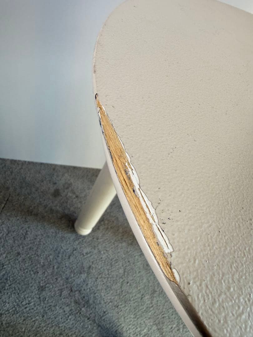 白塗装 木製 ラウンドサイドテーブル 3本脚 クラシック 花台 高さ調整可