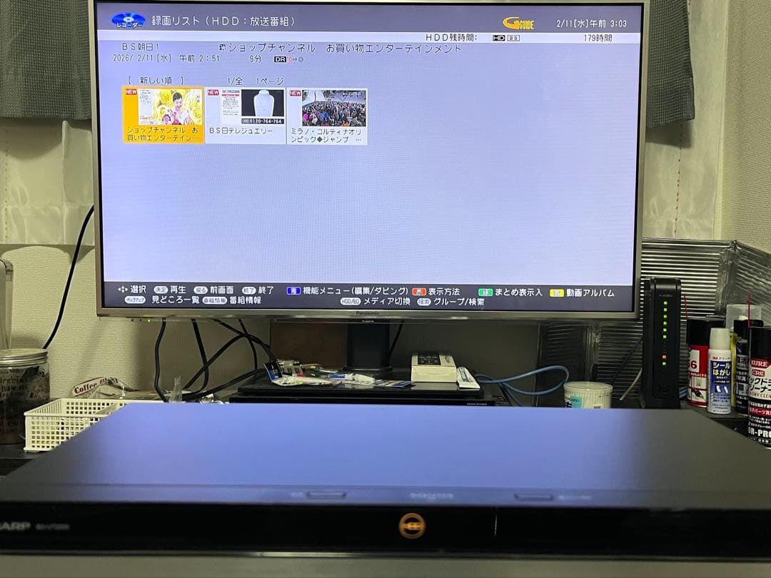ULTRA HD 2TB 3番組録画　シャープBDレコーダー BD-UT2200