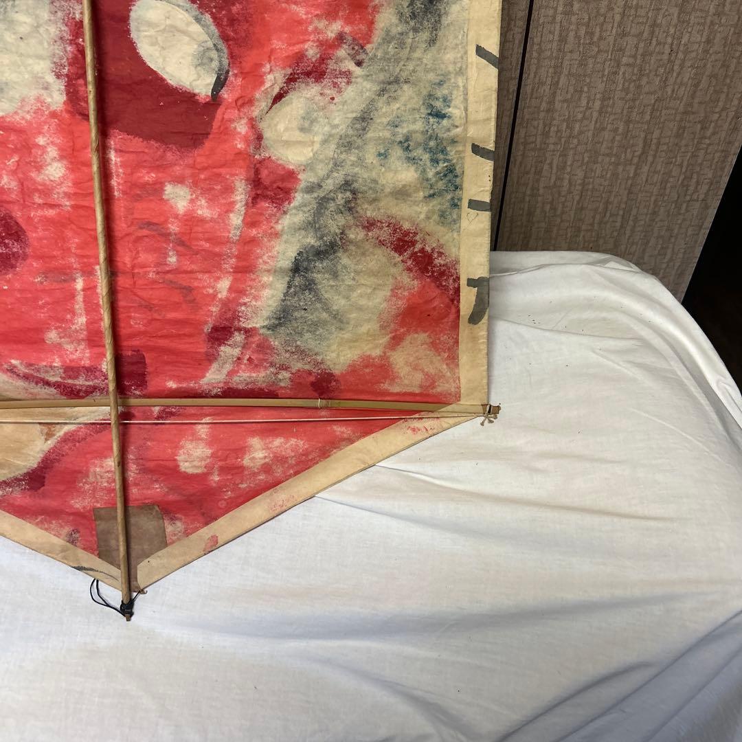 白根大凧　和風 六角形 凧 赤い顔の男　レトロ