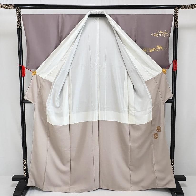 ゆりのはな　訪問着　金彩　銀彩　友禅ボカシ　丹後ちりめん　落款　正絹　L201