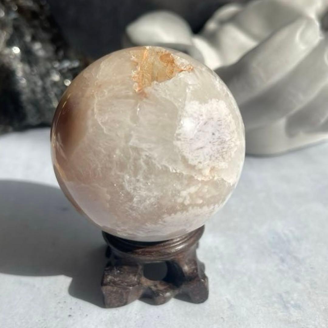 SALE☆ さくら瑪瑙 桜瑪瑙 スフィア アゲート スタンド付き