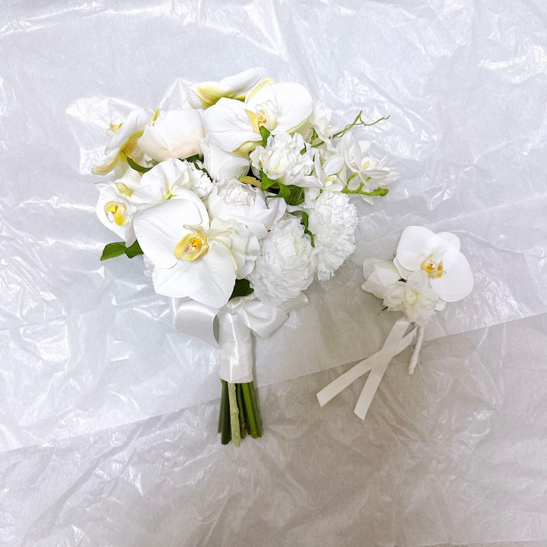 ウェディング　ブーケ　ブライダル　花嫁　ホワイト　オフホワイト　ナチュラル