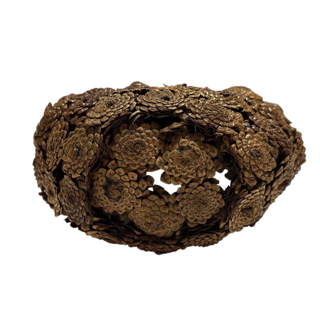 松笠細工 シダーローズ 花籠 取っ手付き 木の実クラフト バスケット オブジェ