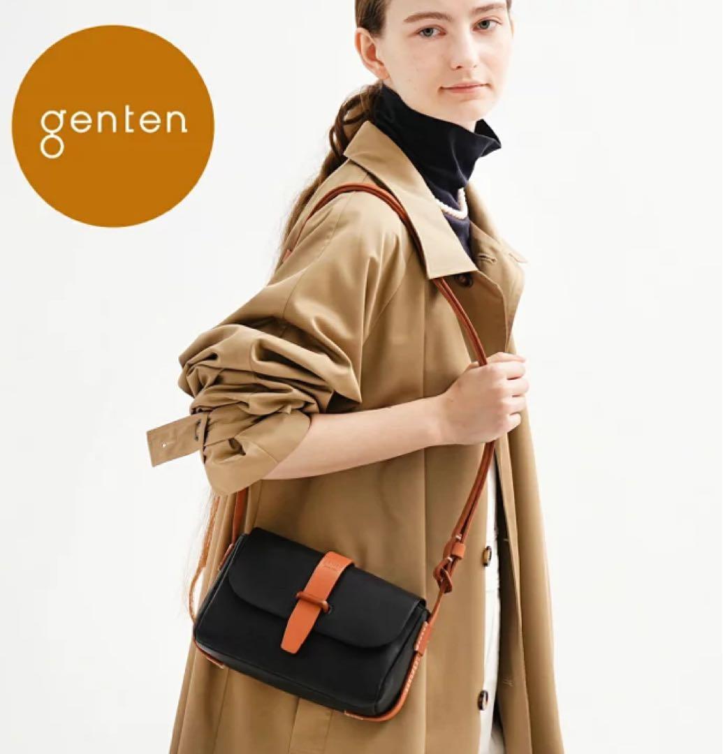 genten サドルベルト ヌオーバ 横型コンパクトショルダーバッグ　クロ