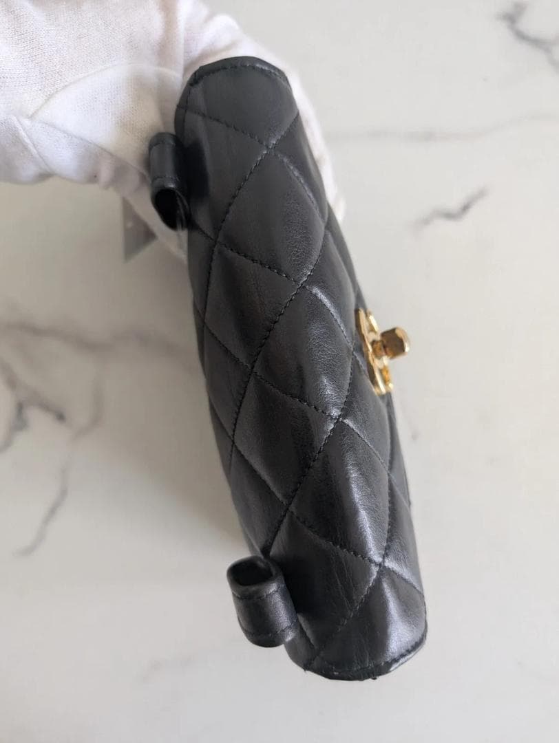 シャネル ウエストポーチ マトラッセ ラムスキン ヴィンテージ 黒