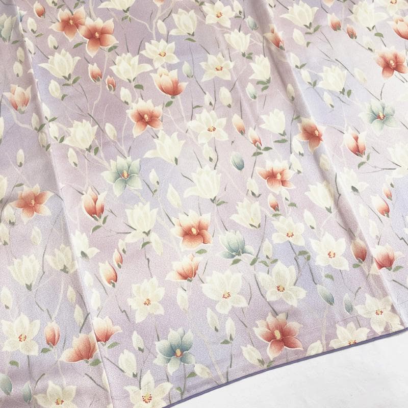 601mk107△付下げ小紋 一方付け 三松取扱 しつけ付 花 パステル△美品