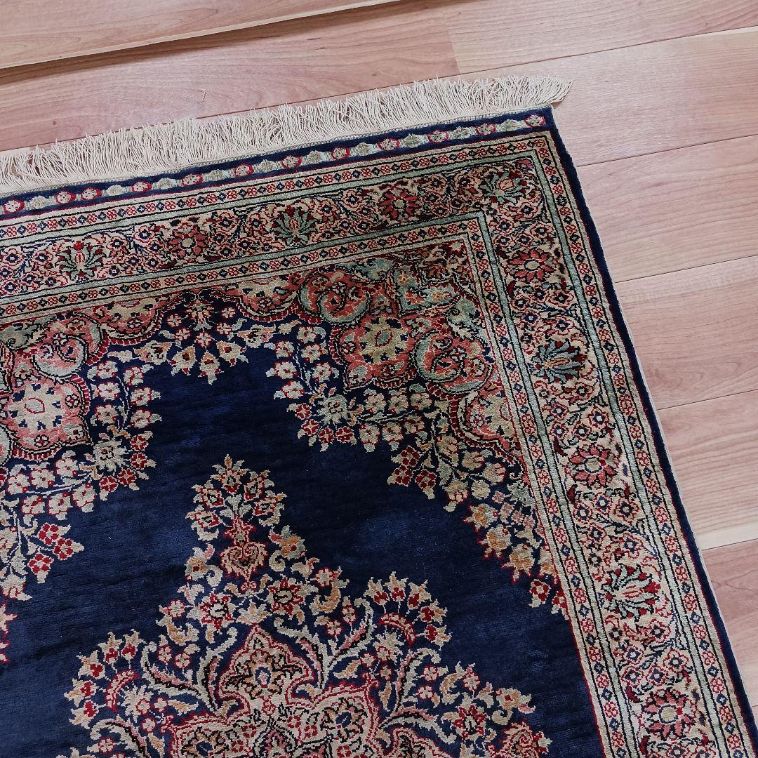 Y2756 トルコ絨毯 カイセリ シルク100% 手織り 135×91㎝