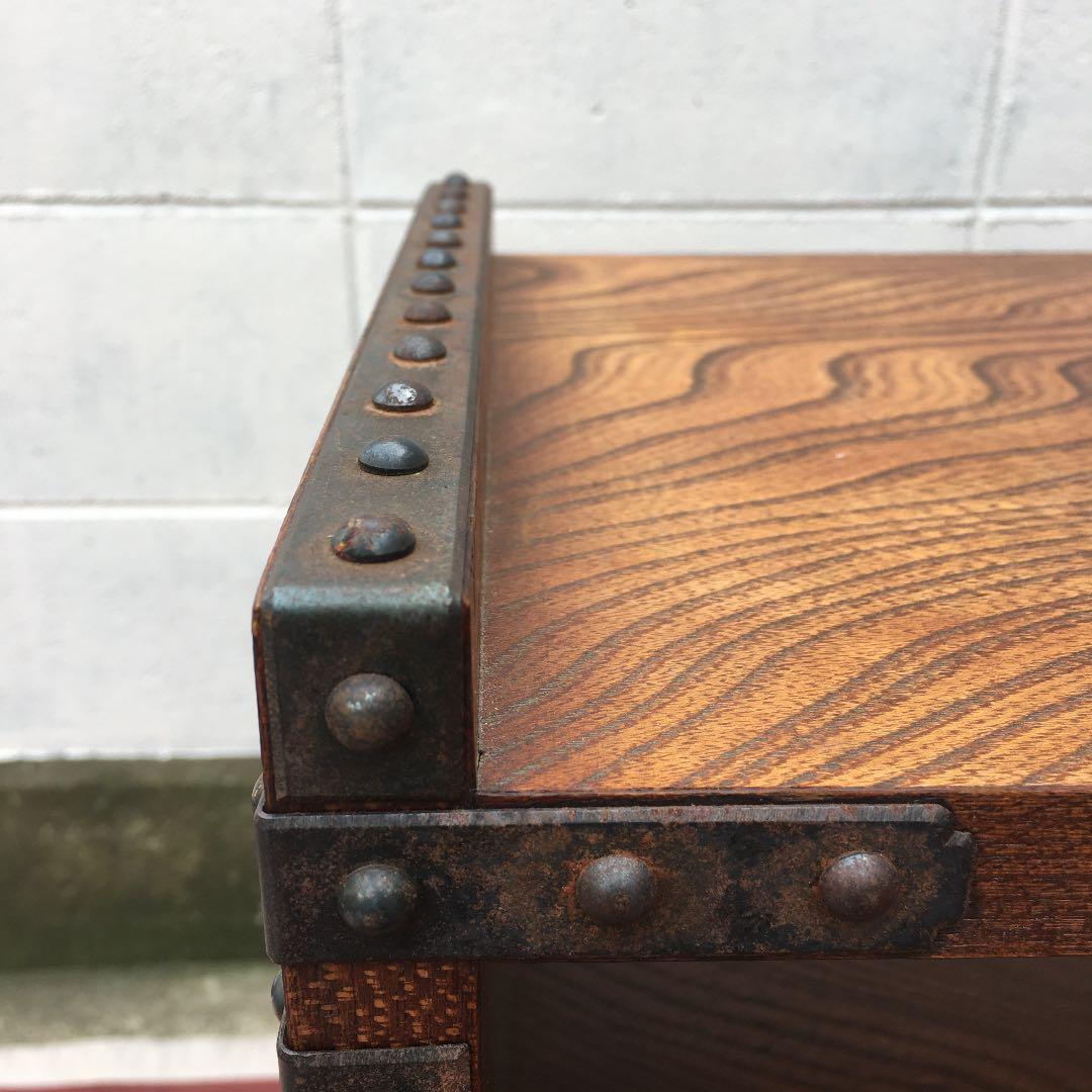 逸品 欅材 ■ 重厚な鉄金具 飾り台