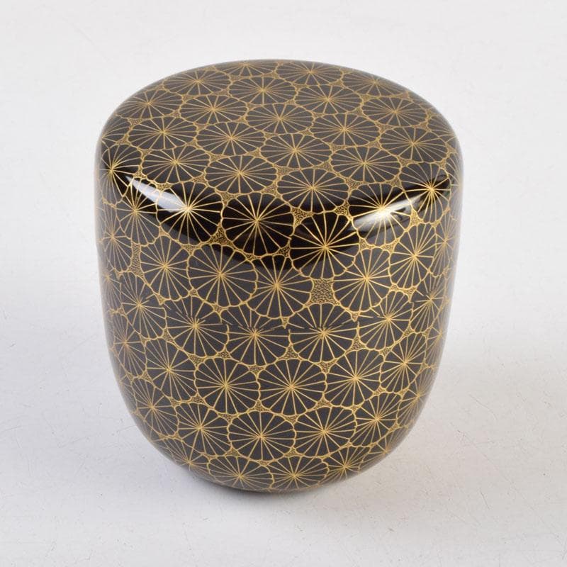 Gojyo　輪島塗　前志芸男作　沈金菊文様　棗　共布共箱　V　9152