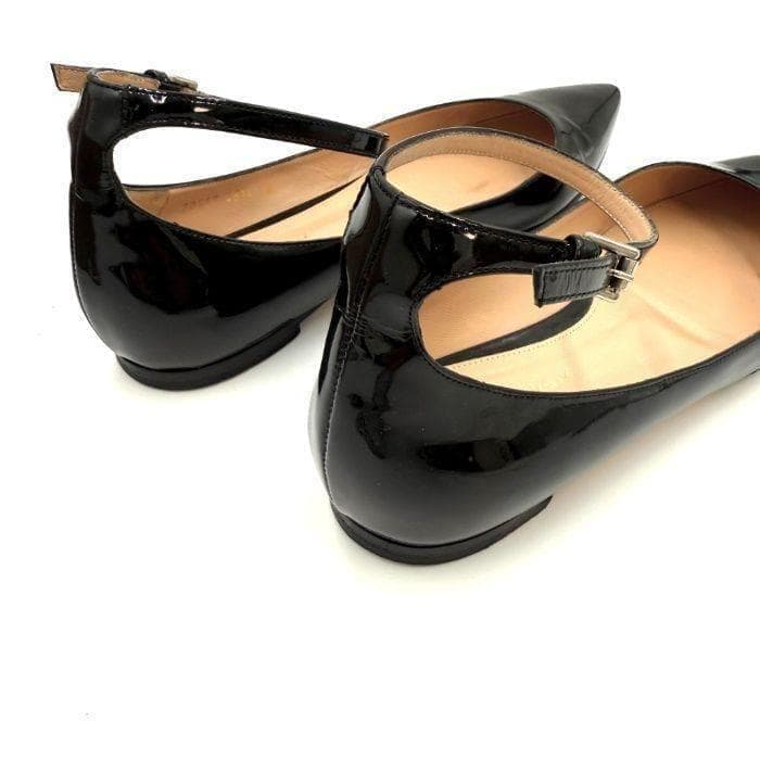 ジャンヴィトロッシ Gianvito Rossi フラットパンプス エナメル 黒