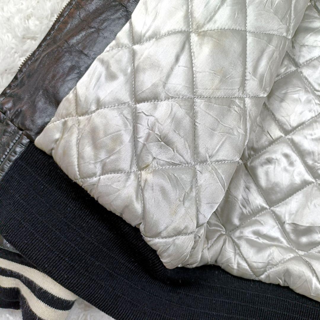 トミーヒルフィガー 牛革 オールレザー 中綿 キルティング スタジャン M