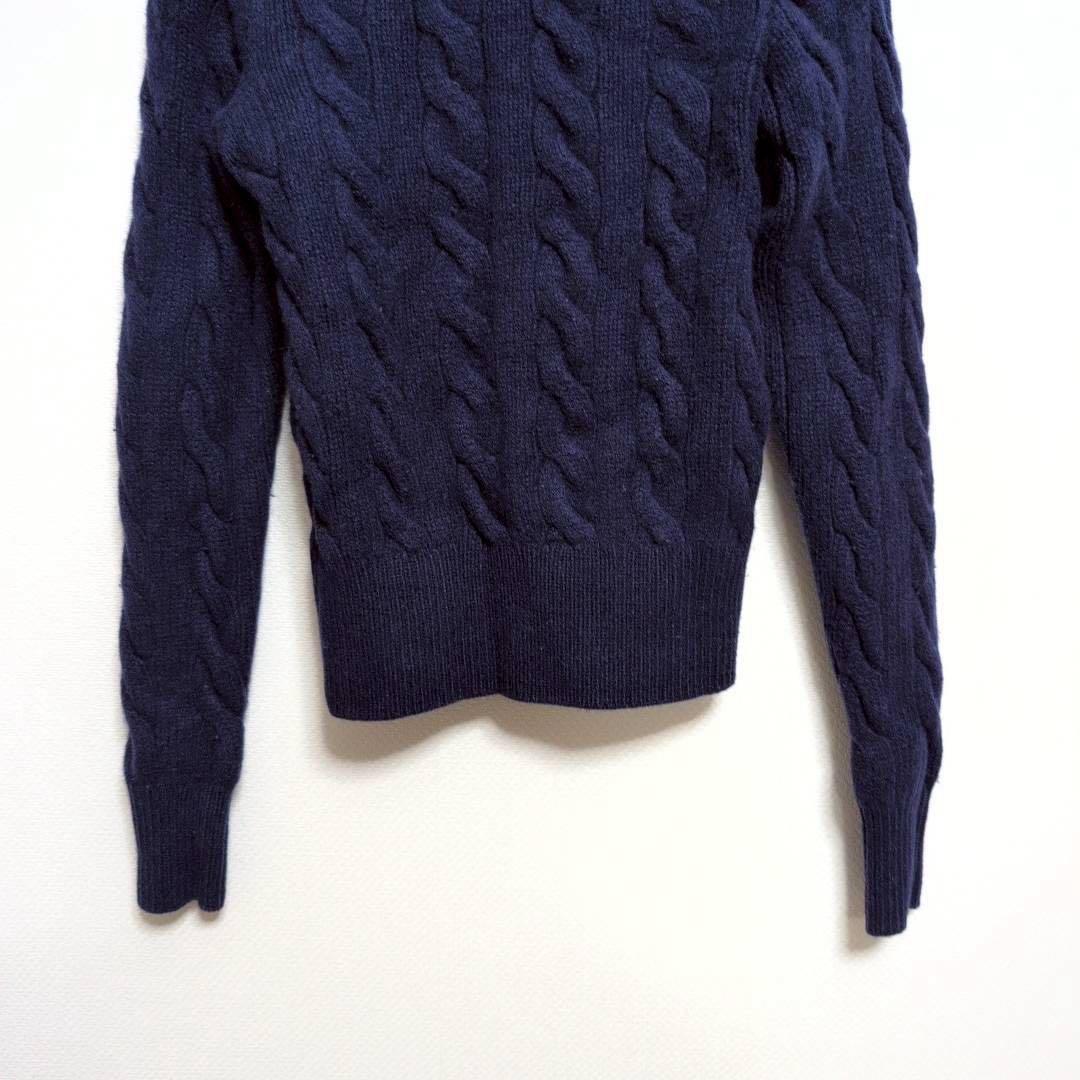 【ポロラルフローレン】ケーブルニットカーディガン　刺繍ロゴ　カシミヤ　ウール