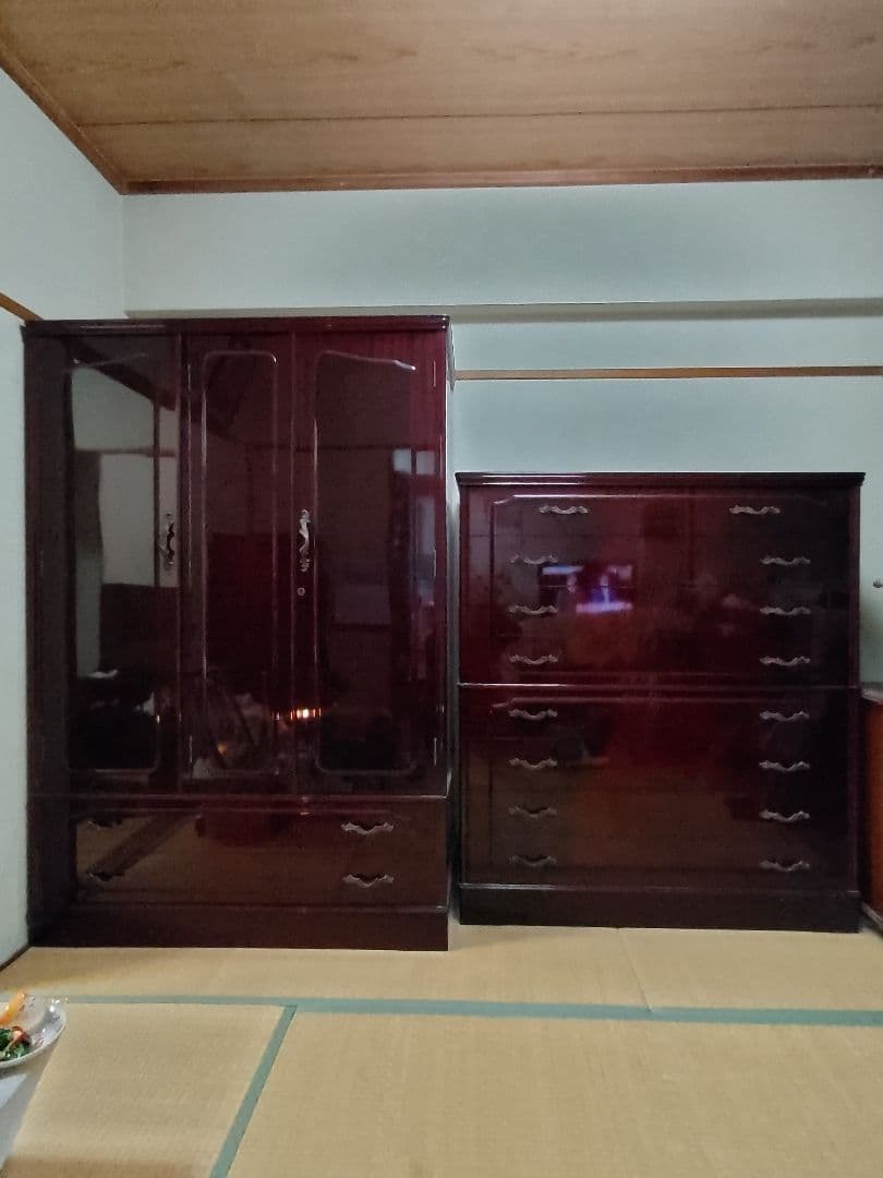 マホガニー和箪笥 &洋服ダンスセット