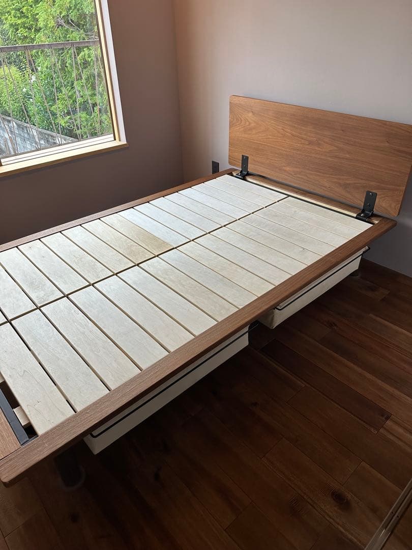 送料込 直渡可 MUJI セミダブルベッド + 西川AiR ハード セット