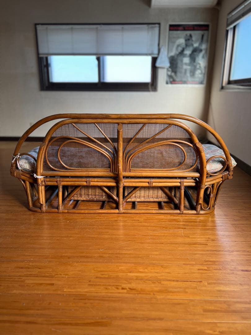 ラタン製花柄ソファベッド