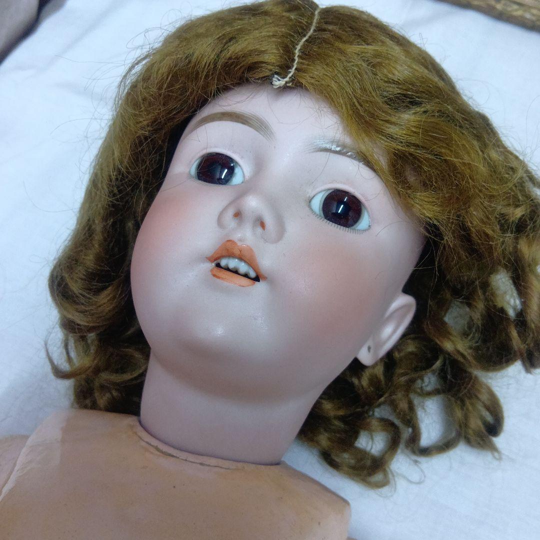 ♥色白で可愛いお顔のアンティーク　ビスクドール　ハンドベルグ　DEP （難有り）