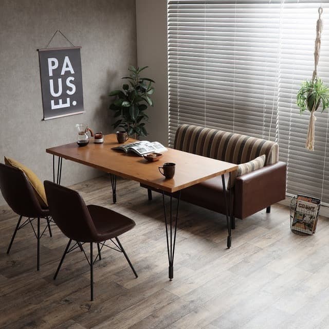 2人掛けソファ　クッション付き　ベンチ　ソファ　ダブルソファ　ブラウン