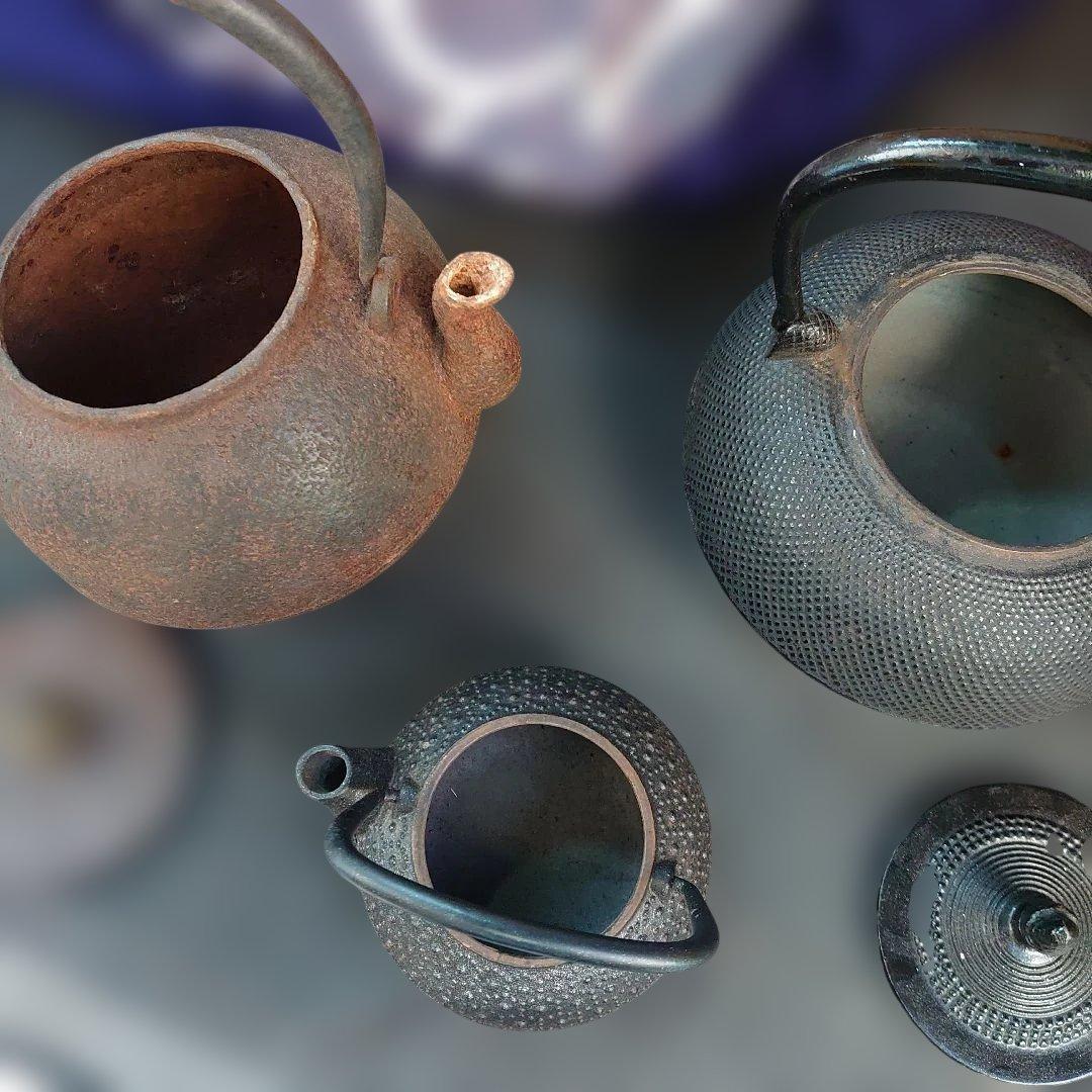 銘無し 鉄瓶三点セット ドUSED