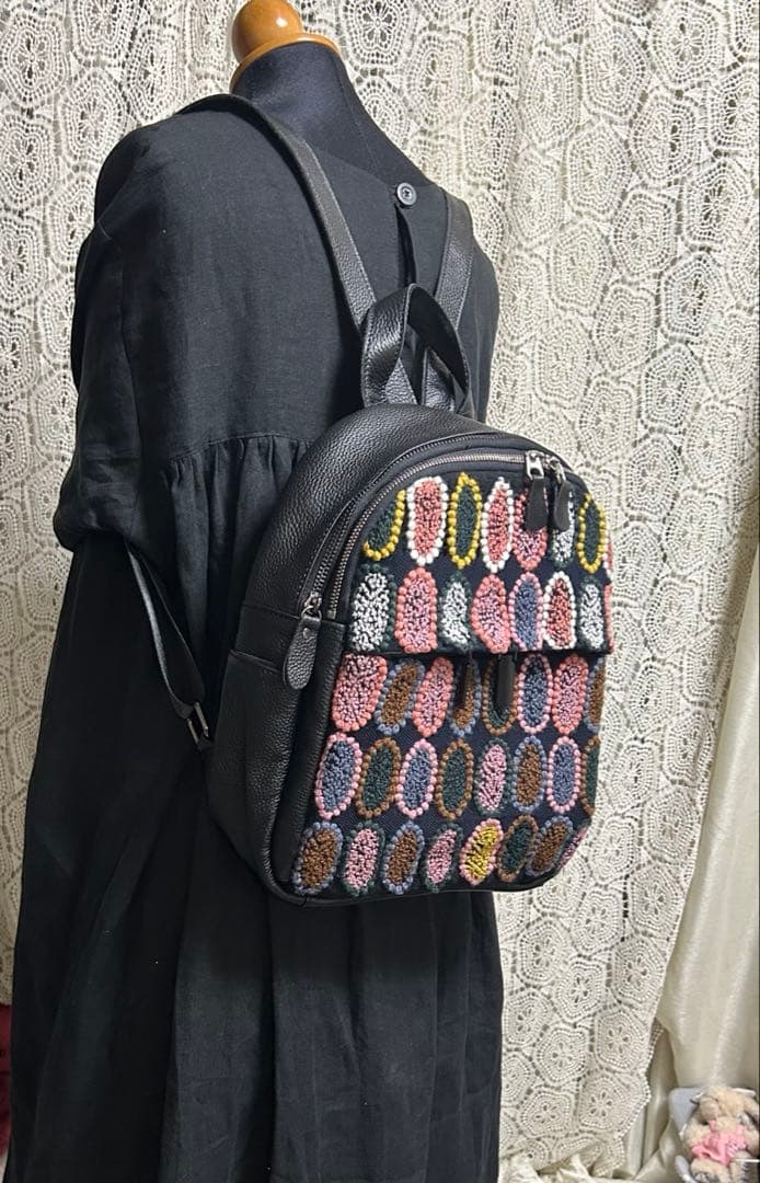 50917Aミナペルホネンハーフハンドメイド本革リュック