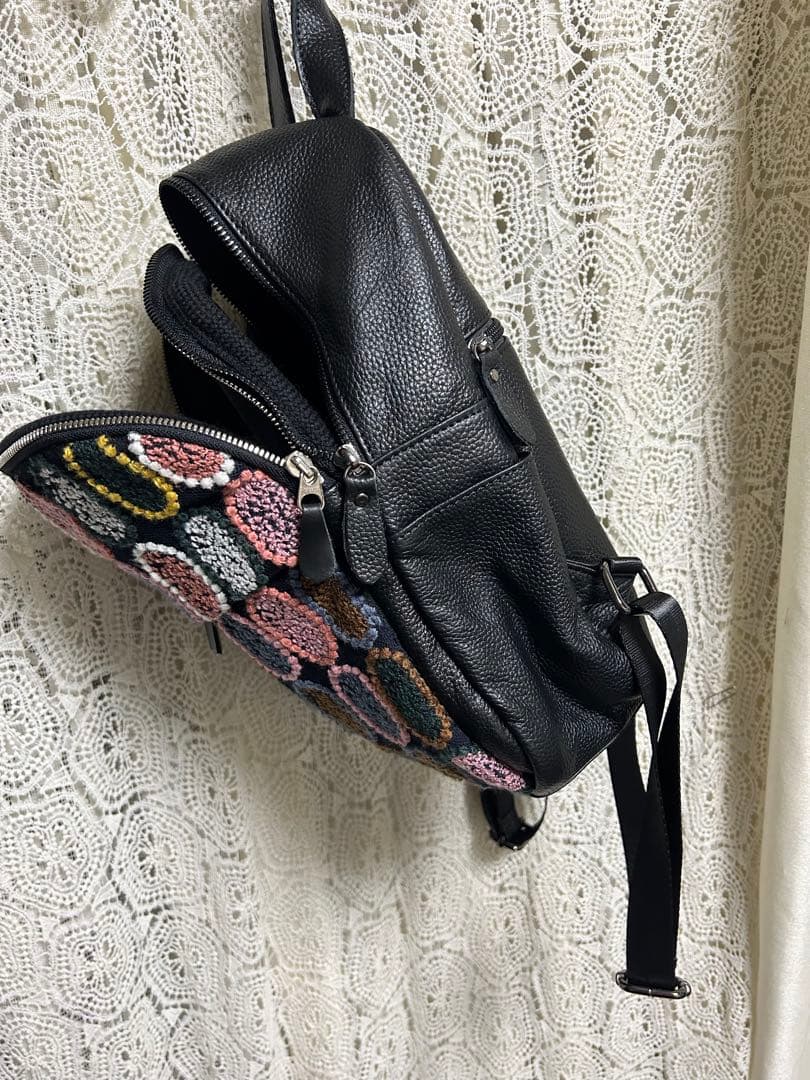 50917Aミナペルホネンハーフハンドメイド本革リュック