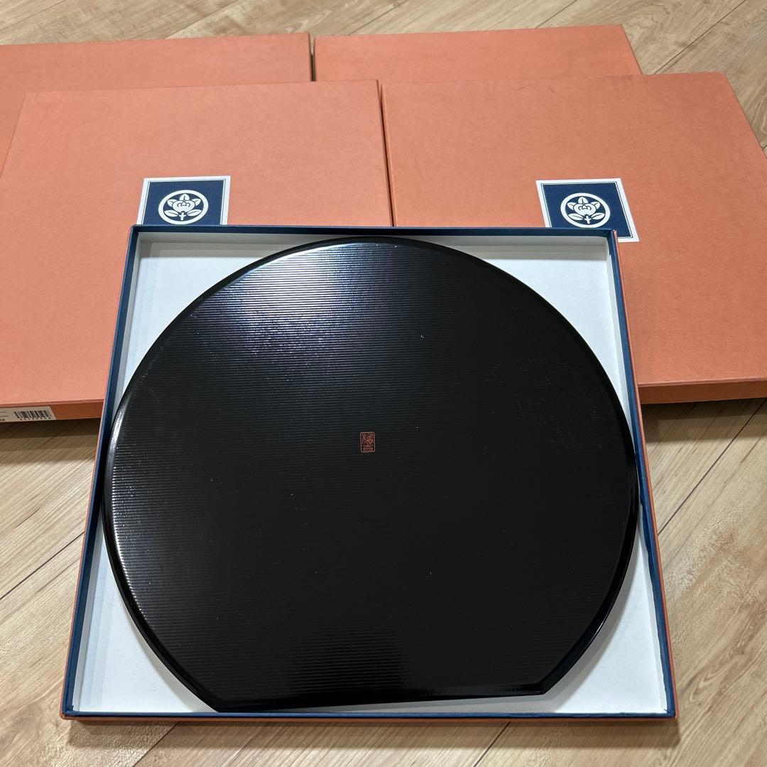 半月膳　漆器 5枚セット 松の絵柄