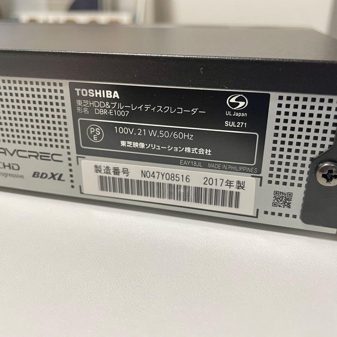 【美品】東芝 ブルーレイレコーダー DBR-E1007 17年製　REGZA