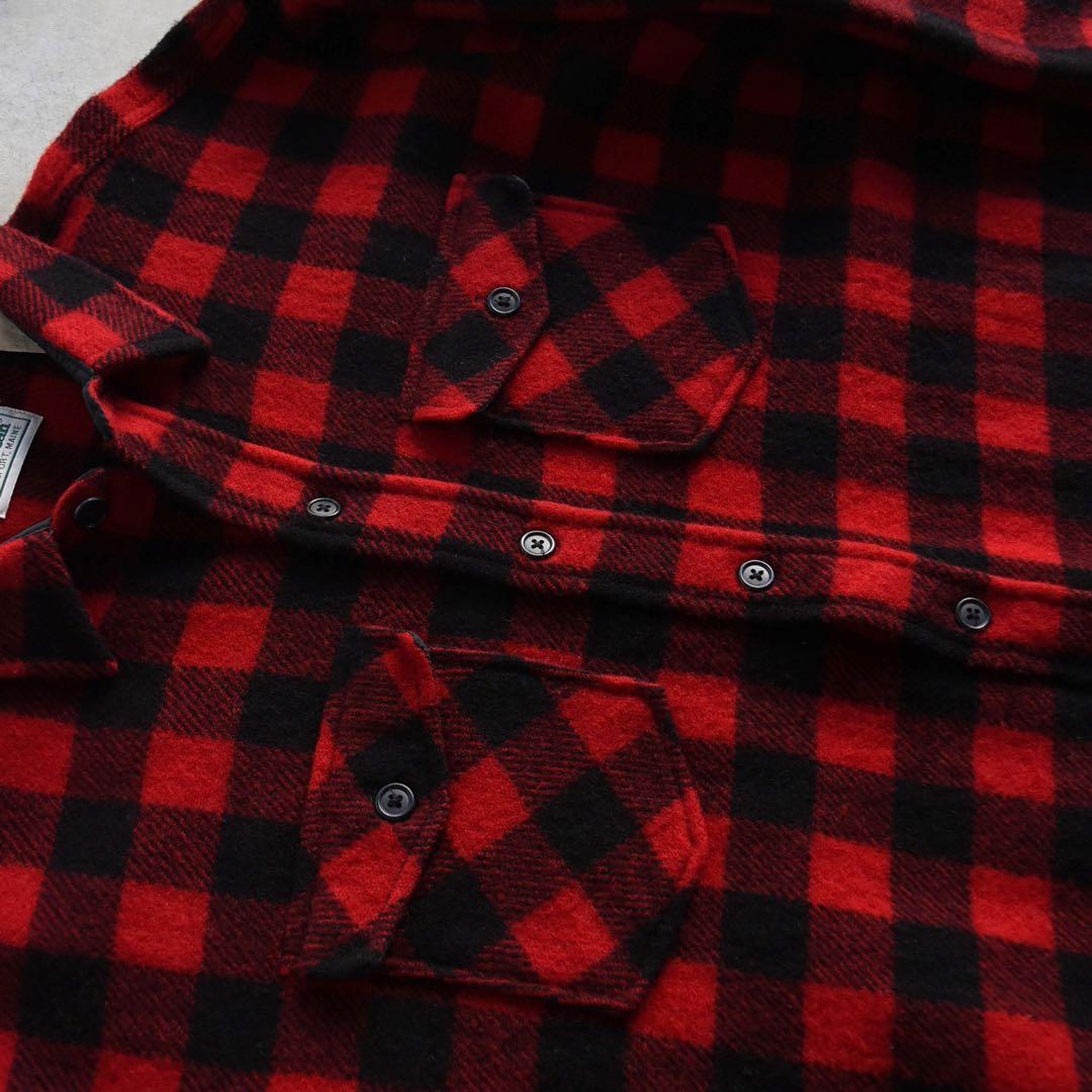 90s L.L.Beanエルエルビーン メインガイド ウールシャツ赤×黒USA製