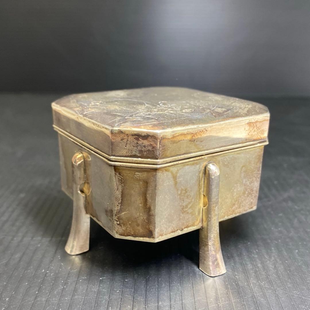 純銀　四足　彫金　ボンボニエール　102g 東さ8-0208☆2F