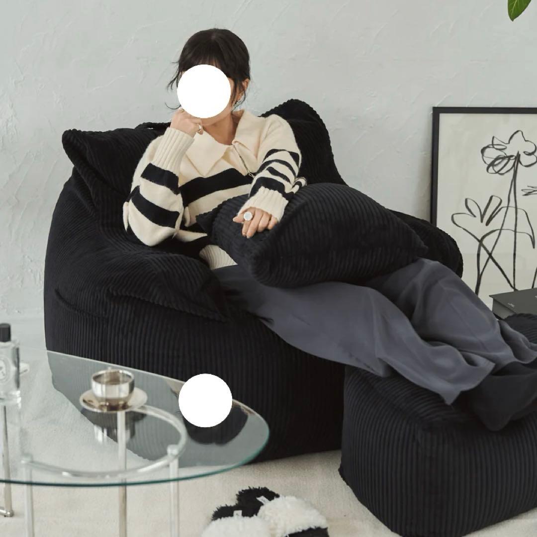 Loosy HUGME 1人掛けビーズソファ Black まんぼー