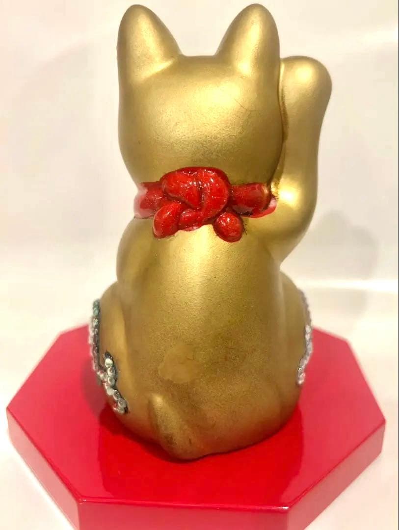 招き猫 デコ スワロフスキー風 金運 開運 商売繁盛 開店祝い　ホワイト