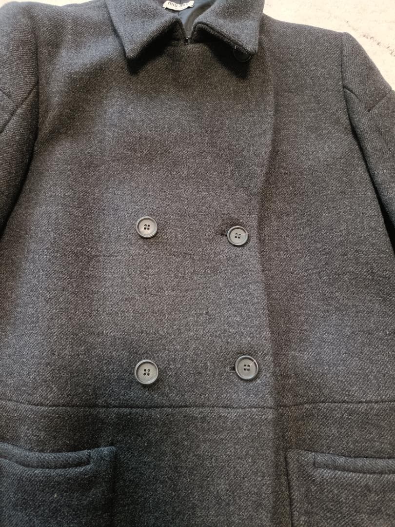 miu miu ダークグレー Pコート ピーコート