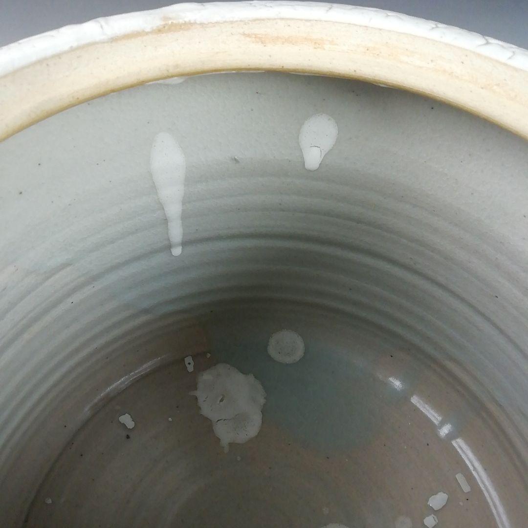 Ｔ８１８　水指　『罅釉』『東原窯　羽柴良一 作』　共箱　茶道具