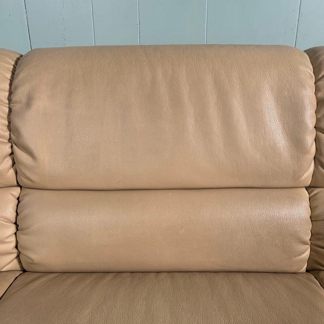 ♦︎maruni ♦︎マルニ 三人掛け　昭和レトロ ソファー 革　木目調