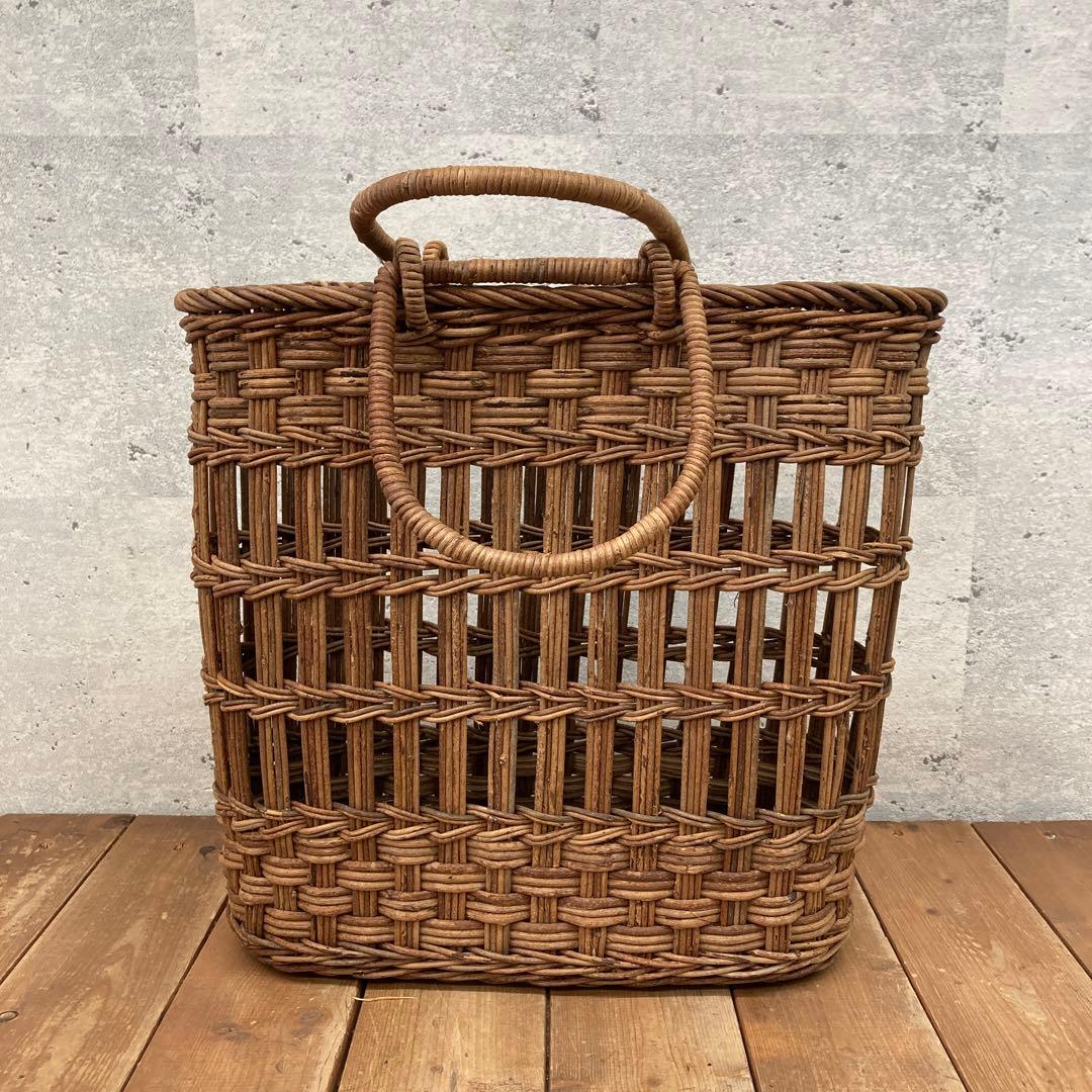 レトロ 持ち手付き あけびカゴ バスケット かごバッグ 民芸品 古道具 手提げ籠
