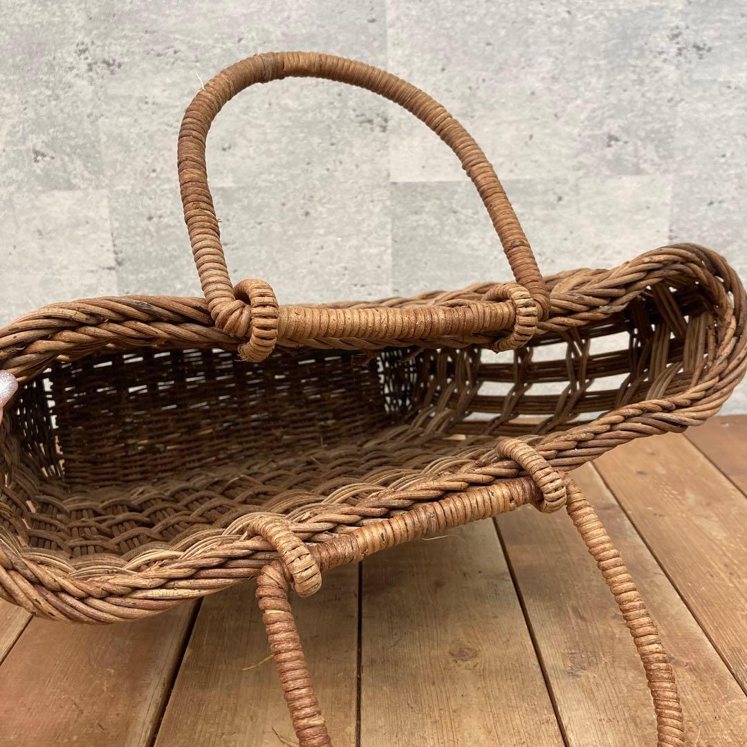 レトロ 持ち手付き あけびカゴ バスケット かごバッグ 民芸品 古道具 手提げ籠
