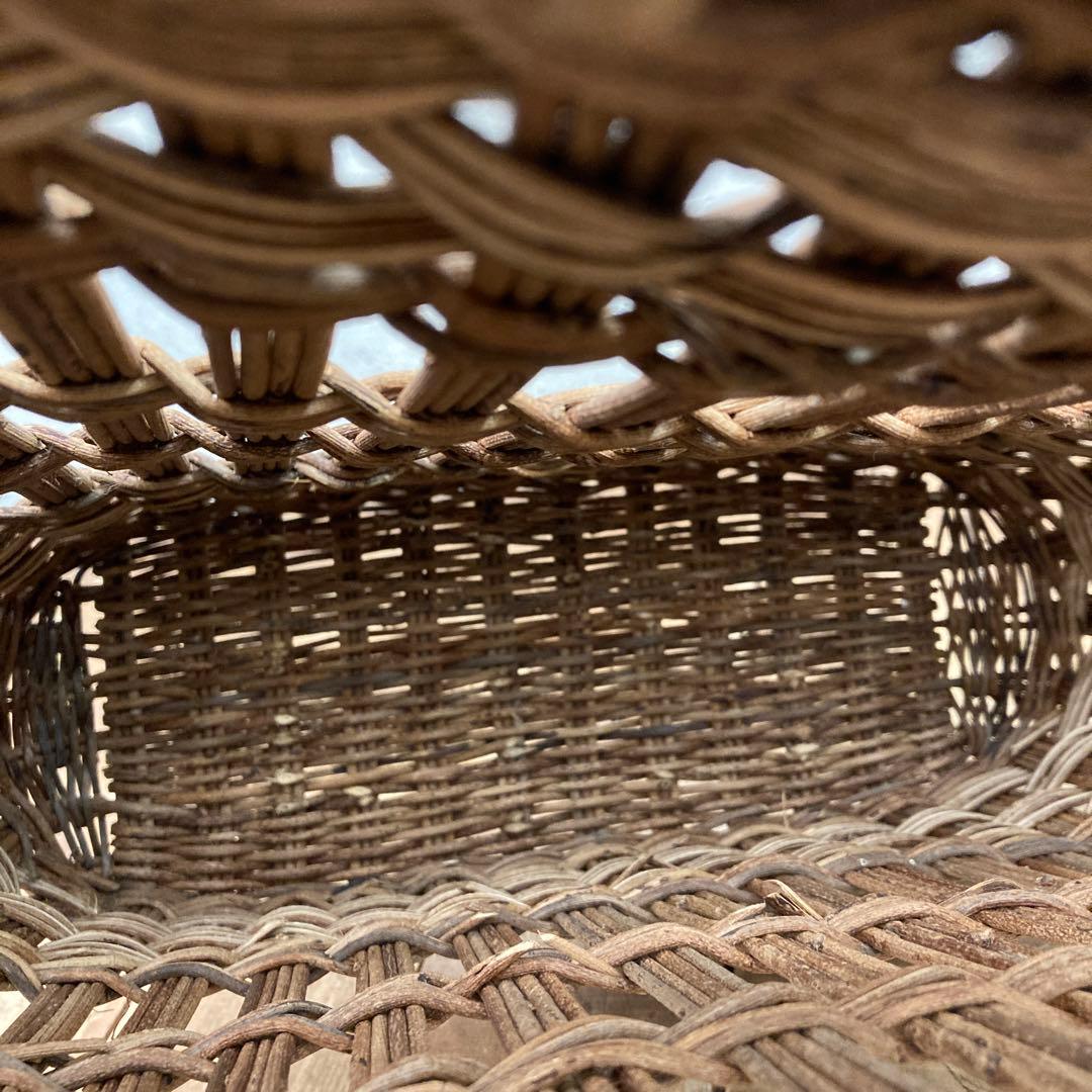 レトロ 持ち手付き あけびカゴ バスケット かごバッグ 民芸品 古道具 手提げ籠