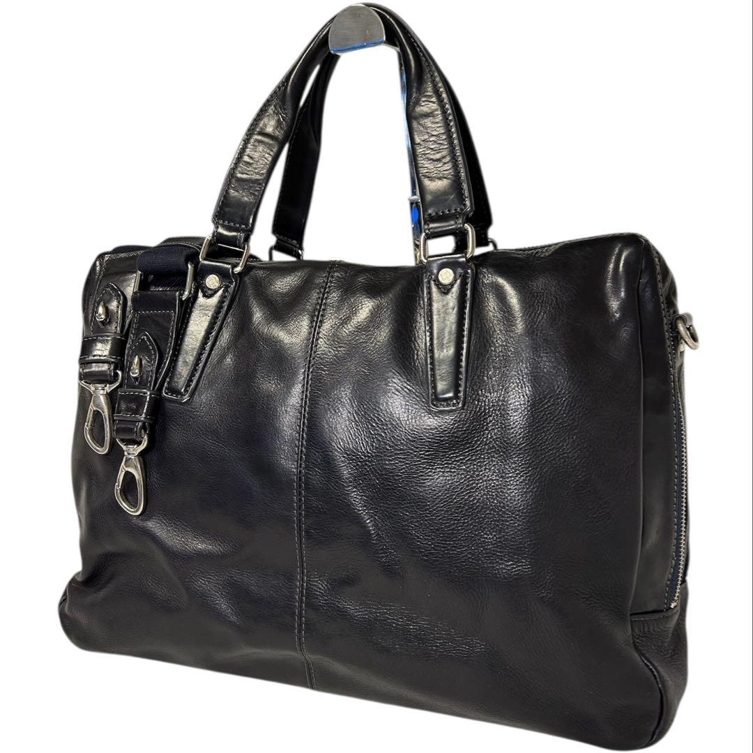 【希少】ACUNEO アクネオ ビジネスバッグ 2層式 2wayオールレザー 黒