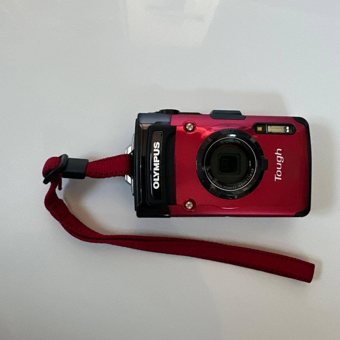 [中古]三脚SDカード付OLYMPUS TG-2Toughデジタルカメラレッド