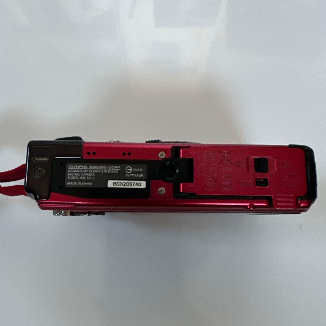 [中古]三脚SDカード付OLYMPUS TG-2Toughデジタルカメラレッド