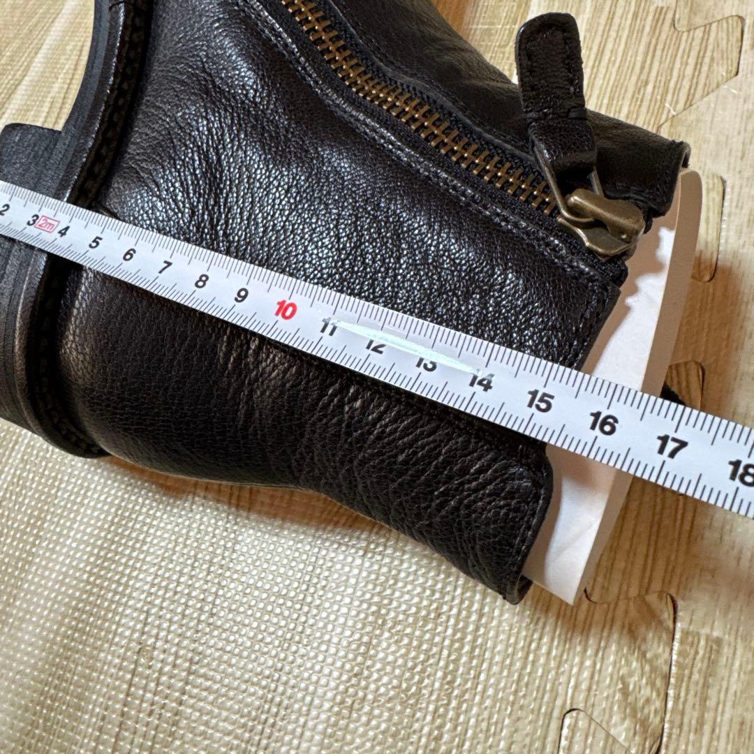 【極美品】SAYAサヤ レザーサイドジップショートブーツ 黒 牛革　23cm